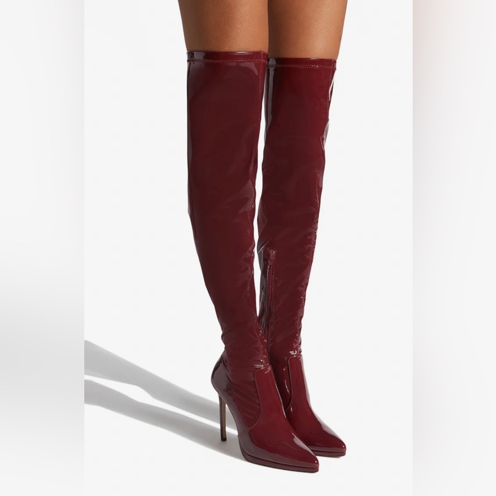 Lekisha Stiletto Boot Size 8 Red (Burgundy)